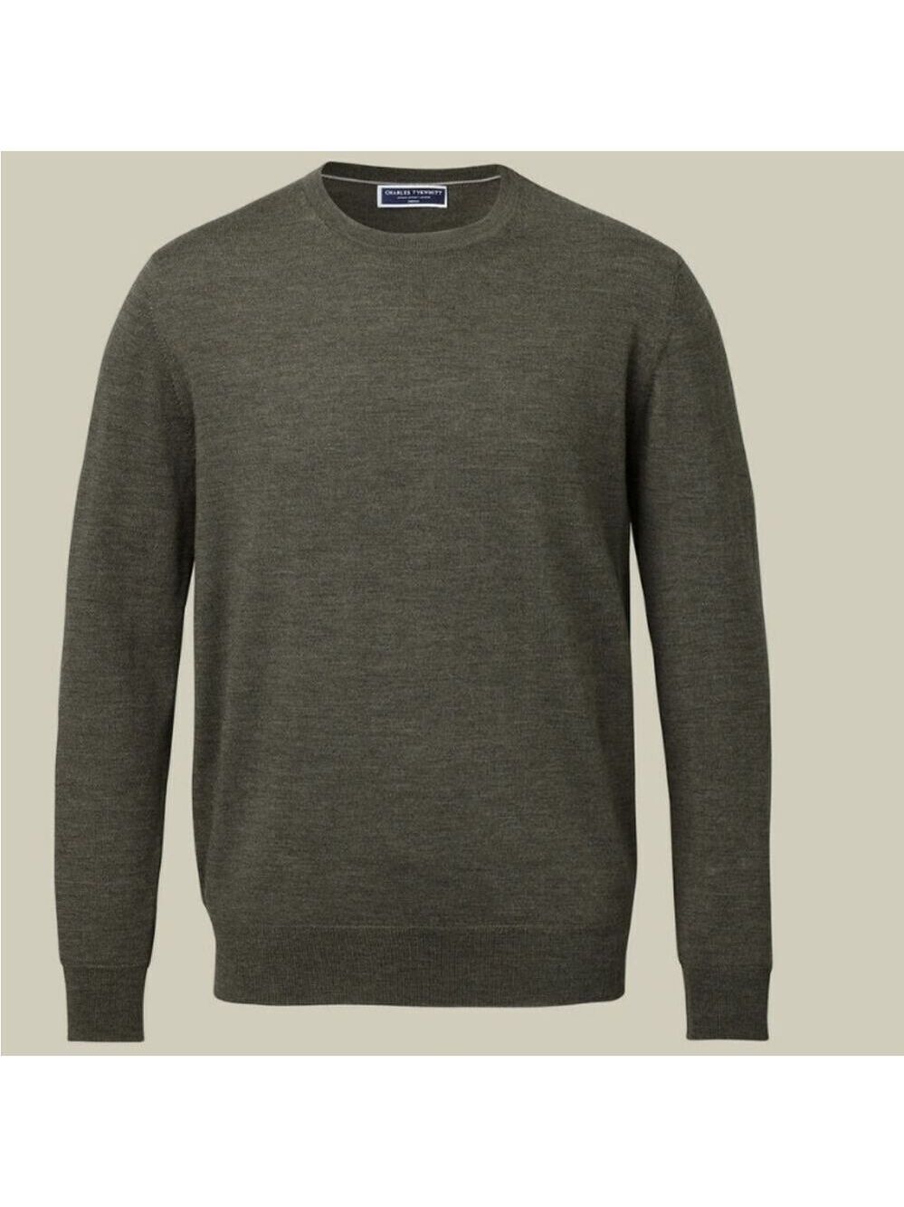 Charles Tyrwhitt Merino Wool Crew Neck Sweater Olive Green XL